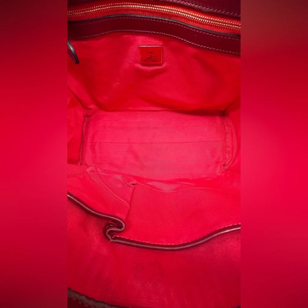 Christian Louboutin Farida Large Leather & Suede Tote Bag – Burgundy/Black/Red - Picture 13 of 16